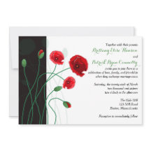 Faire-part de mariage | Poppies rouges avec noir, 