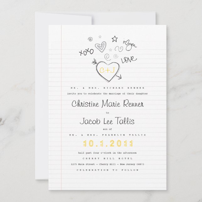 Faire-part de mariage portable (Devant)