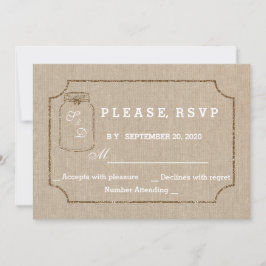 Faire-part de Mariage | Pot Mason Toile Lin RSVP