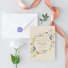 Faire-part de mariage pour jardin de fleurs sauvag