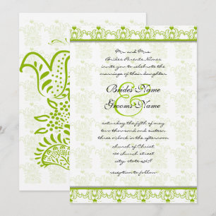 Faire-part de mariage pour oiseaux amoureux vert p