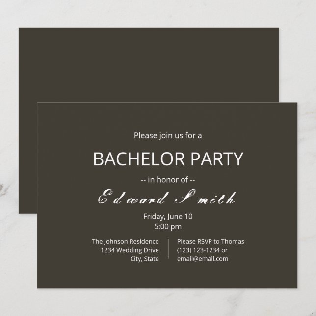 Faire-part de mariage pour une simple soirée d'ent (Devant / Derrière)