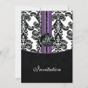 faire-part de mariage pourpre damassé