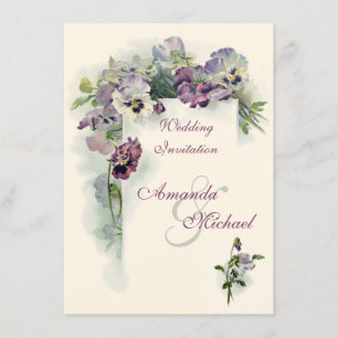 Faire-part de mariage pourpre de pensées