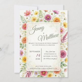 Faire-part de mariage Prairie de fleurs sauvages