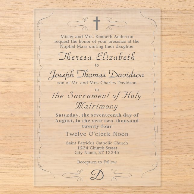 Faire-part de mariage purement catholique (Recto)