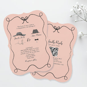 Faire-Part de Mariage QR à Nœud Papillon Fantaisis