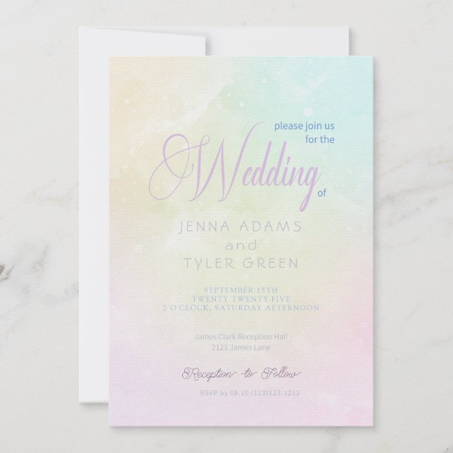 Faire-part de mariage Rainbow Pastel Abstrait mode (Devant)