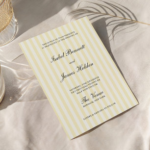 Faire-part de mariage rayures jaunes tendres 