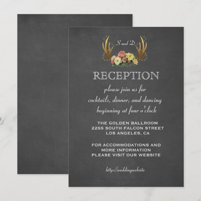 Faire-part de Mariage | RECEPTION tableau craie Bo (Devant / Derrière)