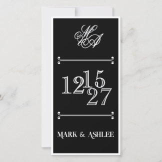 Faire-part de mariage recto-verso 8x4 B&W "We Do"