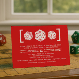 Faire-part de mariage Red D20 Dice Gamer