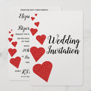Faire-part de mariage Red Parties scintillant Hear