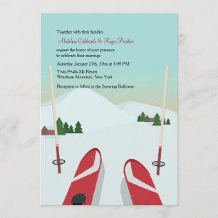 Faire-part de mariage Red Skis