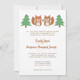 Faire-part de mariage Renard rustique et Pin
