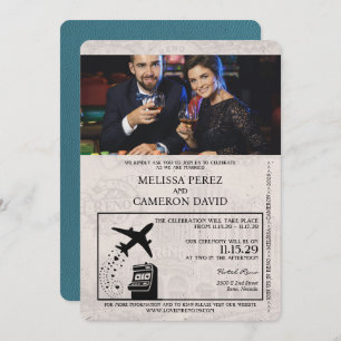 Faire-part de mariage Reno Passport turquoise