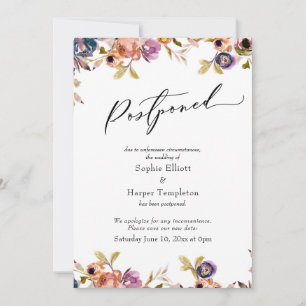 Faire-part de mariage reporté à motif floral éléga