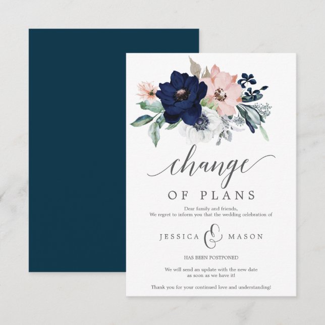 Faire-part de mariage reporté - Annulation (Devant / Derrière)