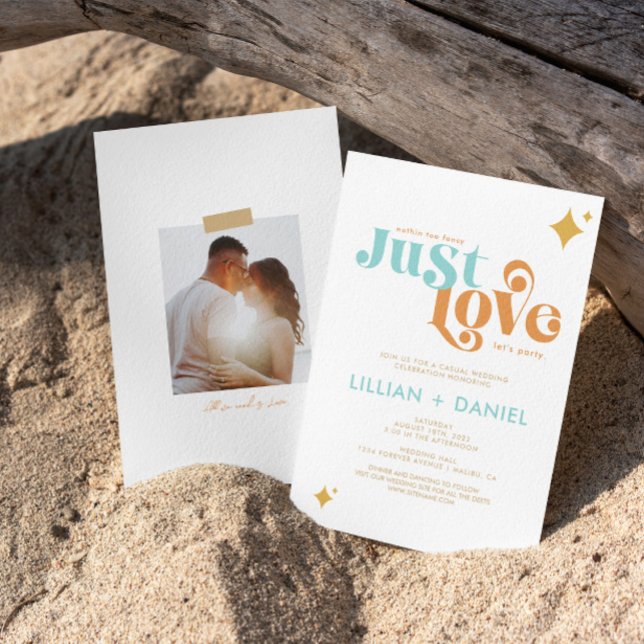 Faire-part de mariage rétro décontracté Just Love (Créateur téléchargé)