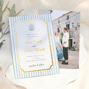 Faire-part de mariage rétro fantaisiste rayures bl