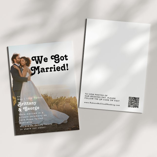 Faire-part de mariage rétro moderne pour un elopem (Créateur téléchargé)