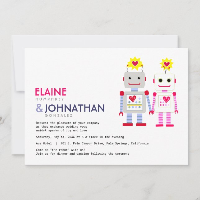 Faire-part de mariage robotique (Devant)