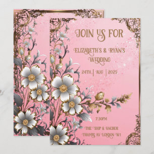 Faire-part de mariage Romance Florale Rose Fantais
