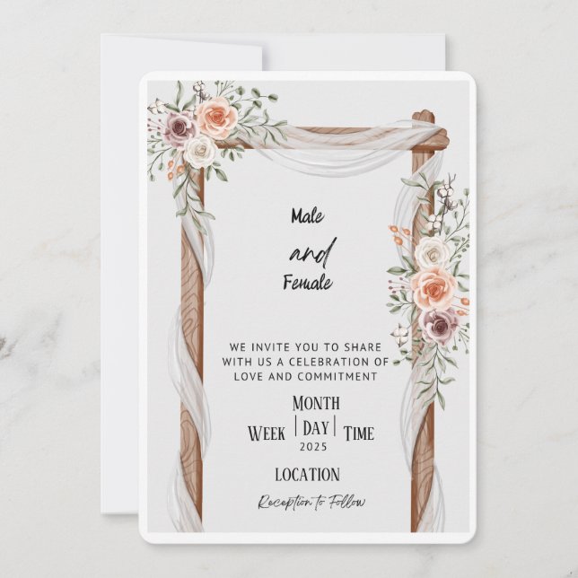 Faire-part de mariage romantique (Devant)