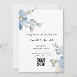 Faire-part de mariage romantique bleu et blanc