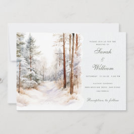 Faire-part de mariage romantique de forêt d'hiver