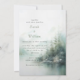 Faire-part de mariage romantique de forêt verte