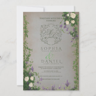 Faire-part de mariage romantique de jardin médiéva