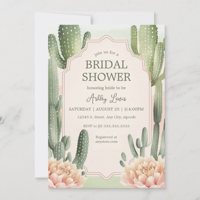 Faire-part de mariage romantique et succulent Cact (Devant)