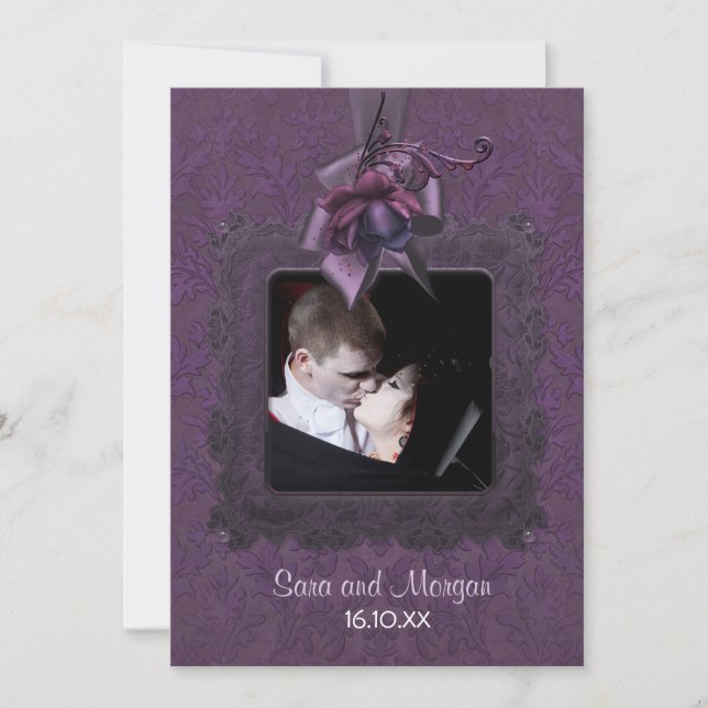 Faire-part de mariage romantique foncée (Devant)