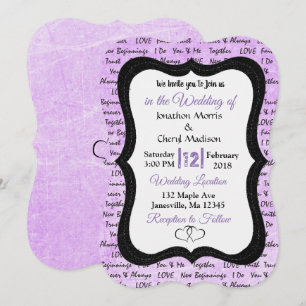 Faire-part de mariage romantique noire et violette