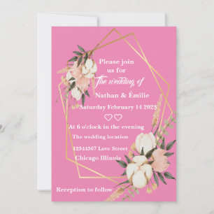 Faire-part de mariage romantique rose