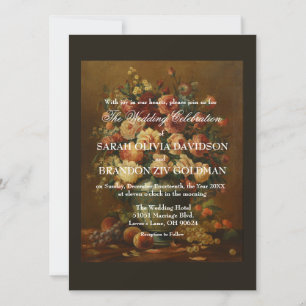 Faire-part de mariage romantique roses tole antiqu