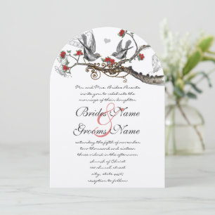 Faire-part de mariage romantique rustique rouge vi