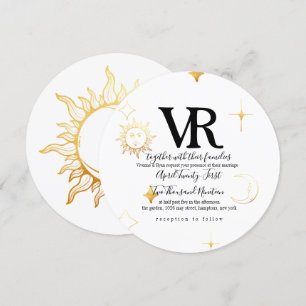 Faire-part de mariage ronde céleste Boho