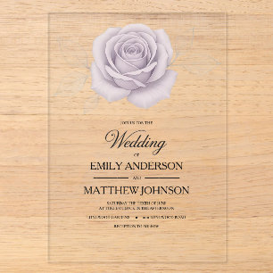 Faire-part de mariage Rose acrylique élégant pourp