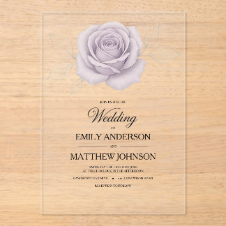 Faire-part de mariage Rose acrylique élégant pourp