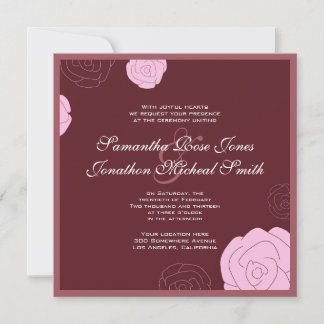 Faire-part de mariage rose - Bourgogne & Fleurs ro