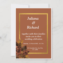 Faire-part de mariage Rose classique d'automne
