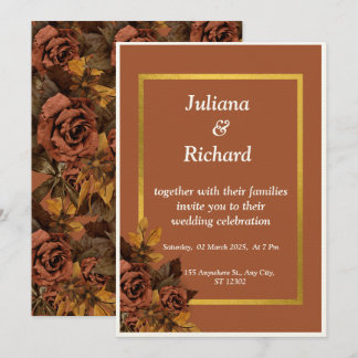 Faire-part de mariage Rose classique d'automne