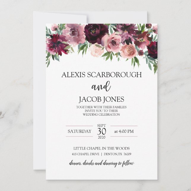 Faire-part de mariage Rose de cannelle (Devant)