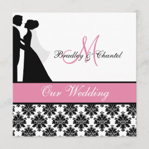 Faire-part de mariage rose de couples de mariage
