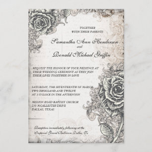 Faire-part de mariage rose de cru