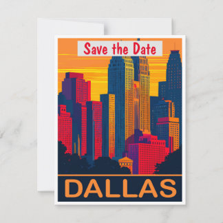Faire-part de mariage rose de la skyline de Dallas