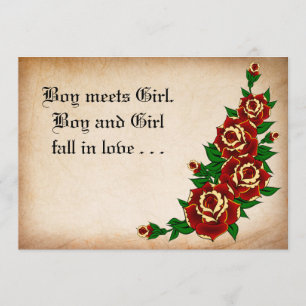 Faire-part de mariage rose de tatouage