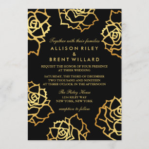 Faire-part de mariage Rose d'or - Noir